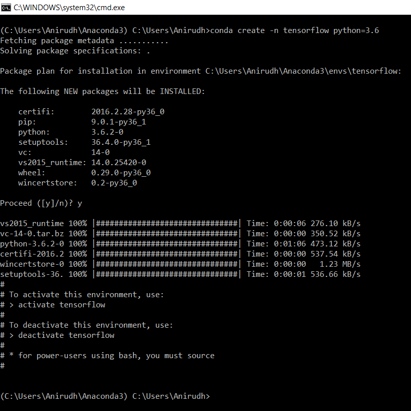 tensorflow installed